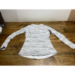 Lululemon Runderful Long Sleeve Top Shirt Running Space Dye Camo White Rulu Sz 6